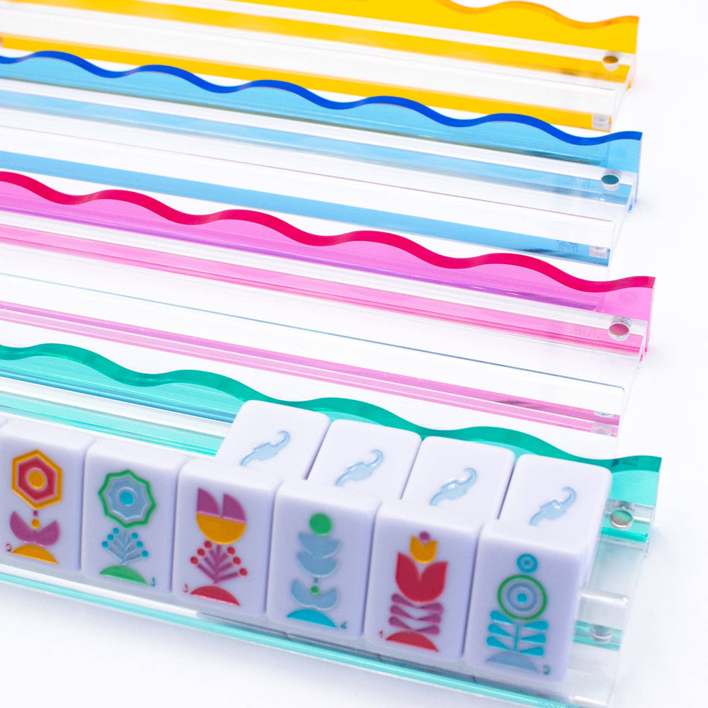 Wavy Acrylic Mahjong Racks | Many Colors | Magnetic Pushers: Multicolor