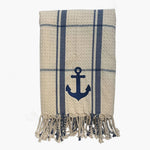 Cotton Throw with Embroidered Anchor