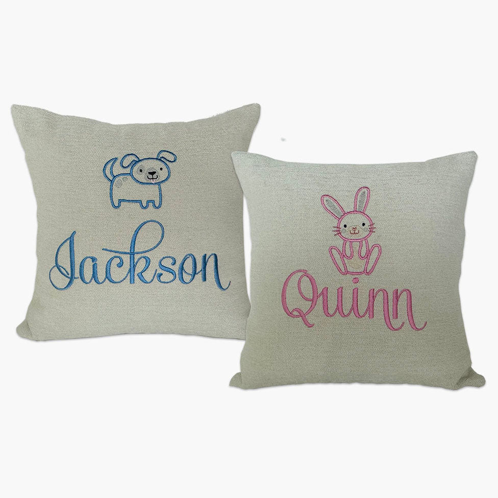 
            
                Load image into Gallery viewer, personalized embroidered animal pillow
            
        