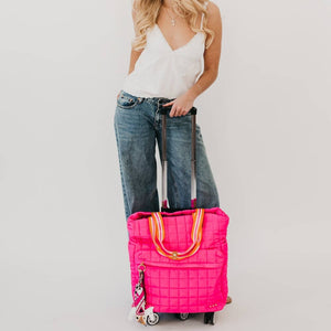 Tenley Quilted Tote Roller Bag: Tan