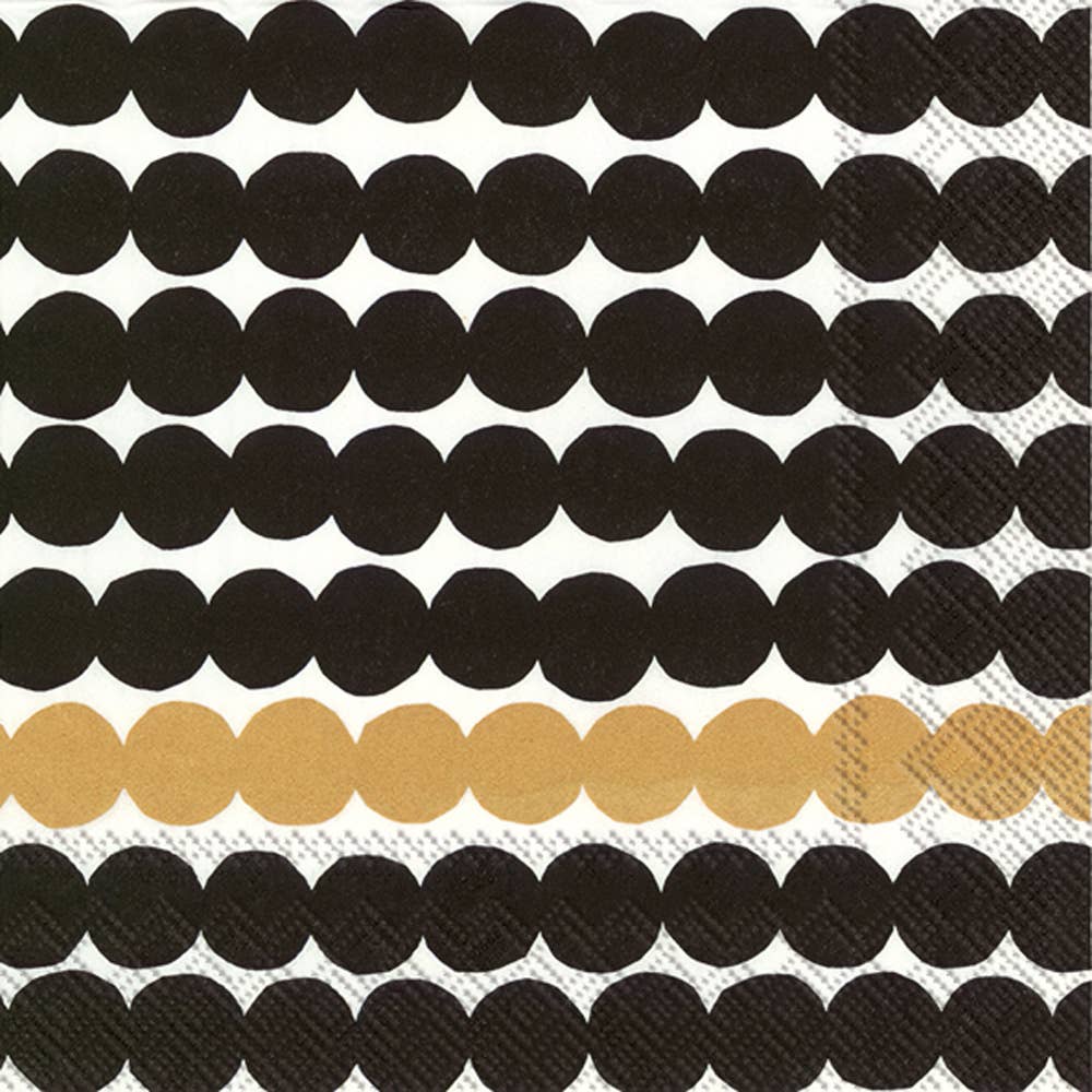 Paper Cocktail Napkins 20 ct Marimekko Rasymatto Blk Gld