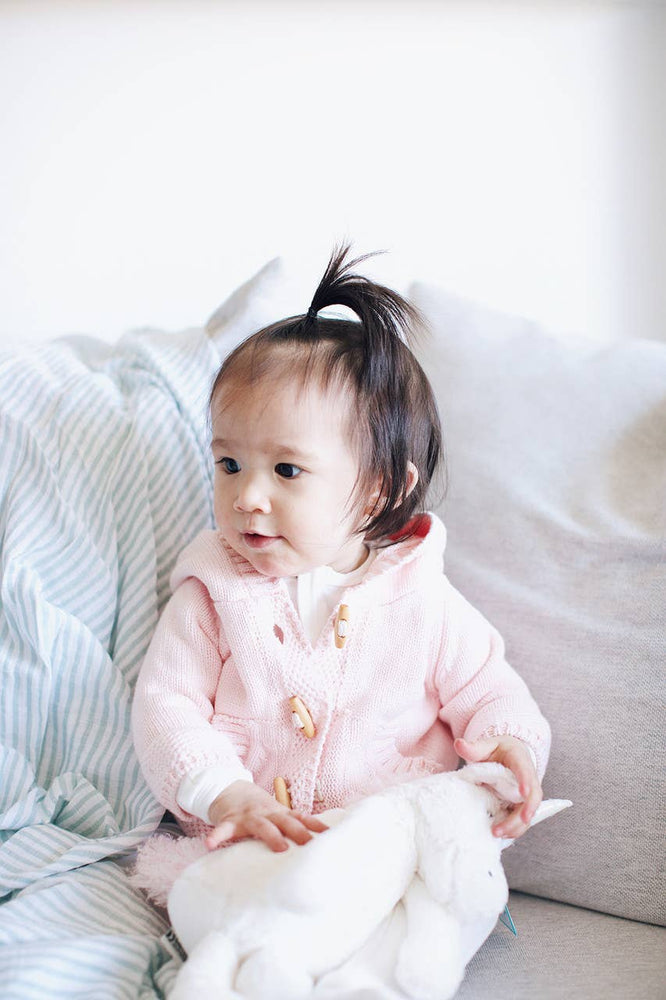BABY KNIT HOODIE - PINK: 18-24