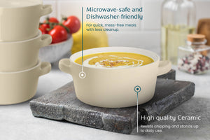 Kook Ceramic Stackable Soup Bowls, 23.6 oz, Set of 4: White