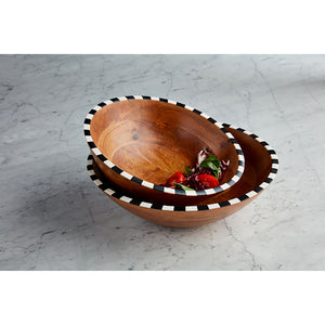 Checkered Mango Wood Bowl - Large