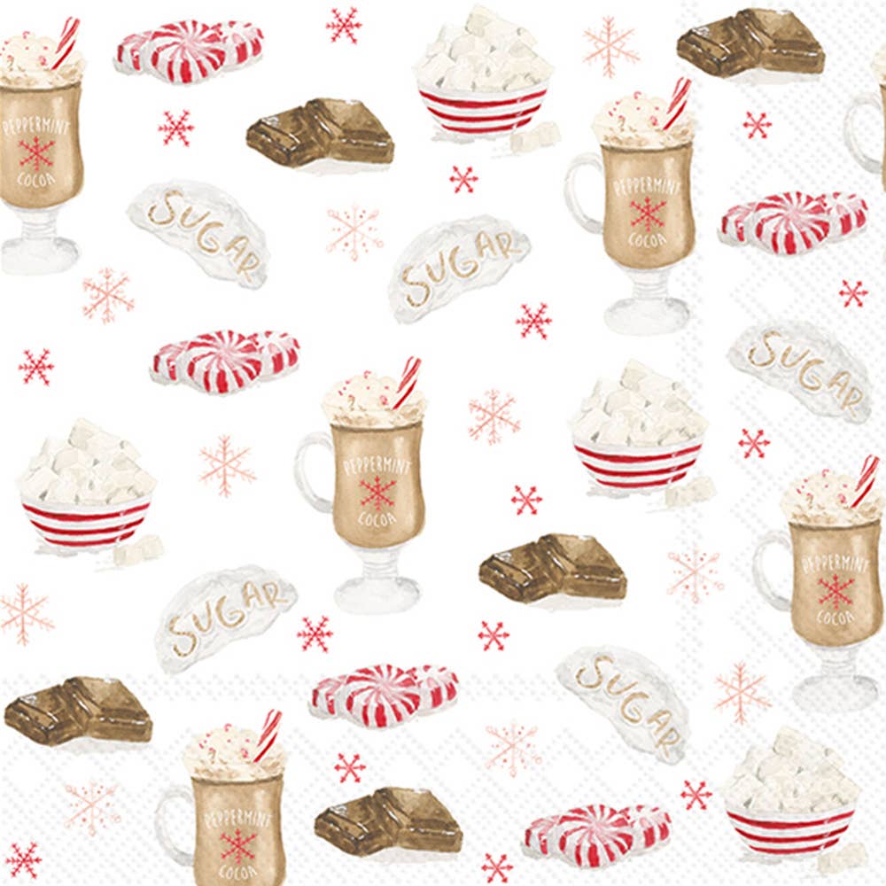 Paper Cocktail Napkins Pk/20 Peppermint Cocoa Christmas