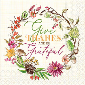 Give Thanks Be Grateful-Paper Cocktail Napkin Pack of 20