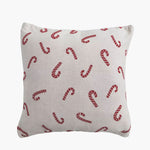 Cotton Knit Candy Cane Pillow