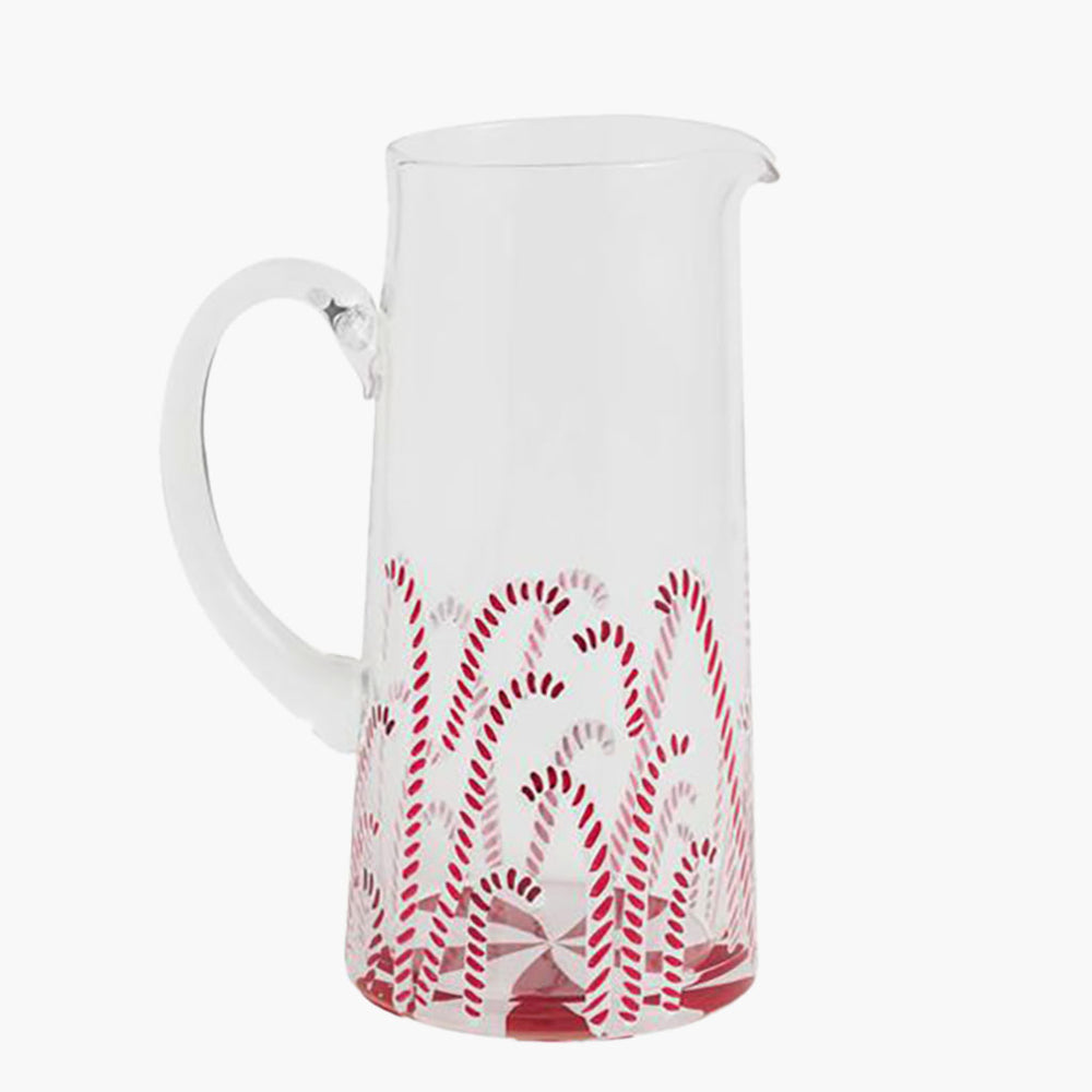 Candy Cane Glass Pitcher
