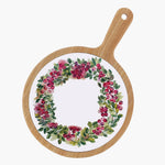 Cranberry Wreath Ceramic & Bamboo Cheese Board