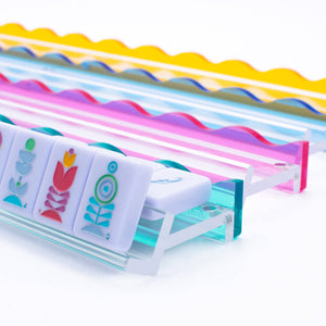 Wavy Acrylic Mahjong Racks | Many Colors | Magnetic Pushers: Multicolor