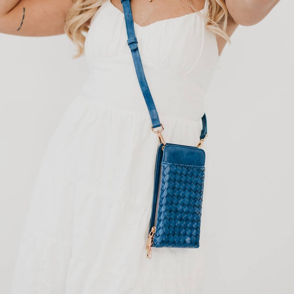 Double Duty Phone Bag : Woven Periwinkle Blue