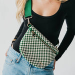 Woven Bum Bag: Checkered Emerald