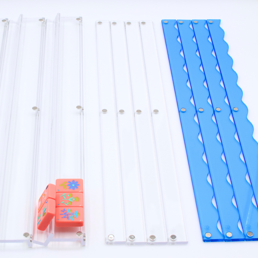 Wavy Acrylic Mahjong Racks | Many Colors | Magnetic Pushers: Multicolor