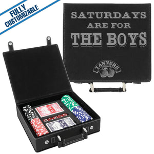 100 Chip Engraved Leatherette Poker Set Fully Customizable: Rustic/Gold