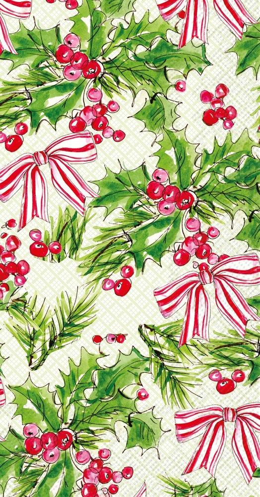 Paper Guest Towels 20ct Pink Holly Bows Christmas