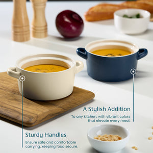 Kook Ceramic Stackable Soup Bowls, 23.6 oz, Set of 4: White