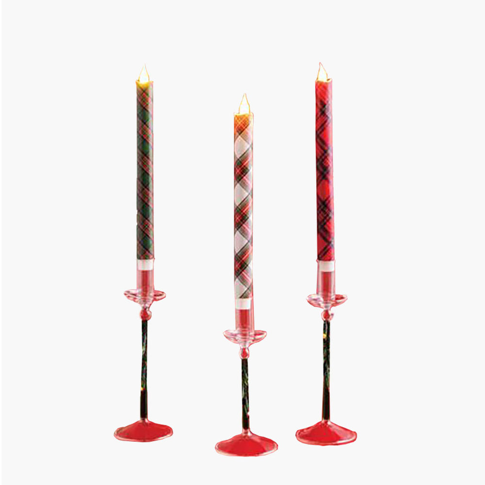 LED Tartan Taper Candle