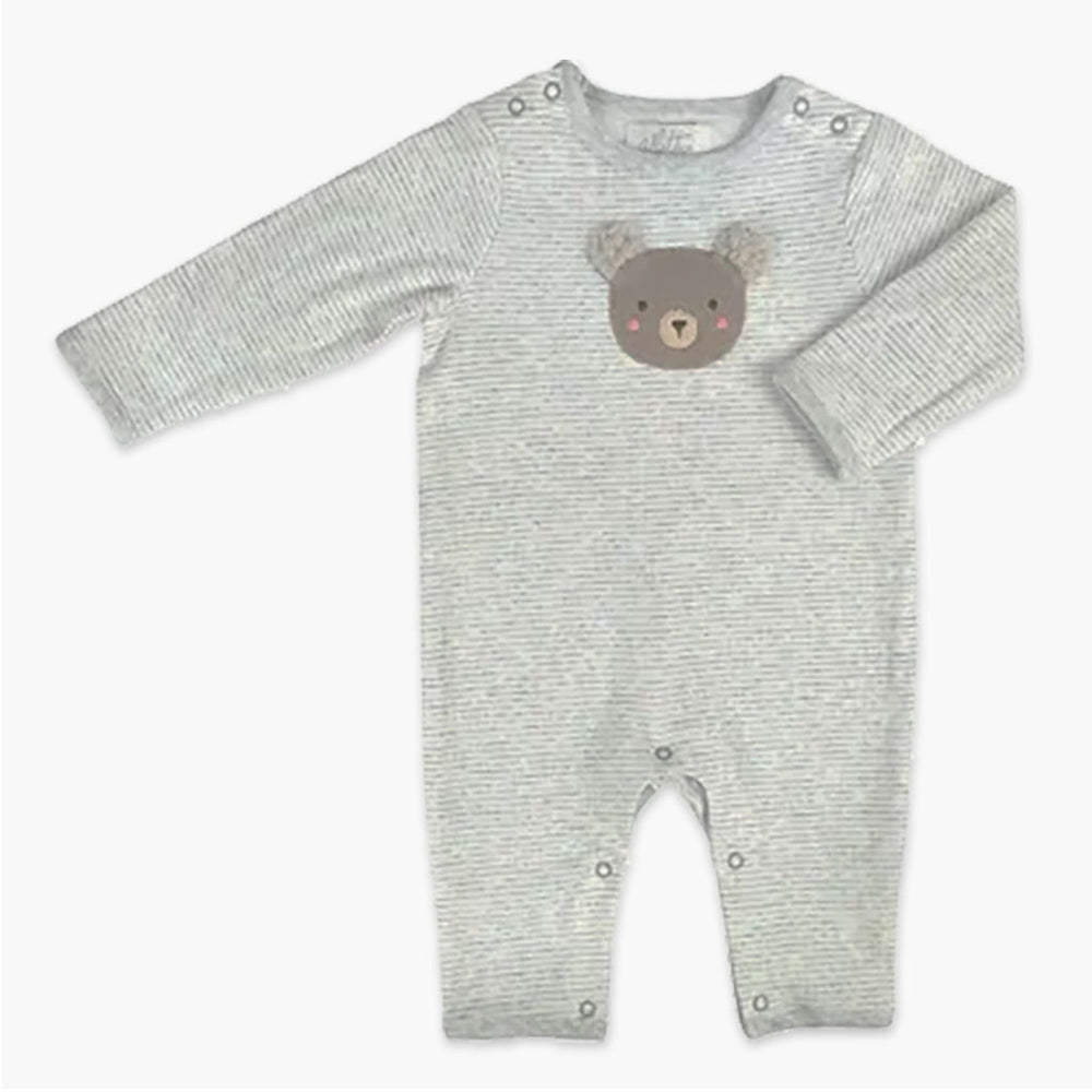 
            
                Load image into Gallery viewer, fuzzy bear romper with crochet
            
        