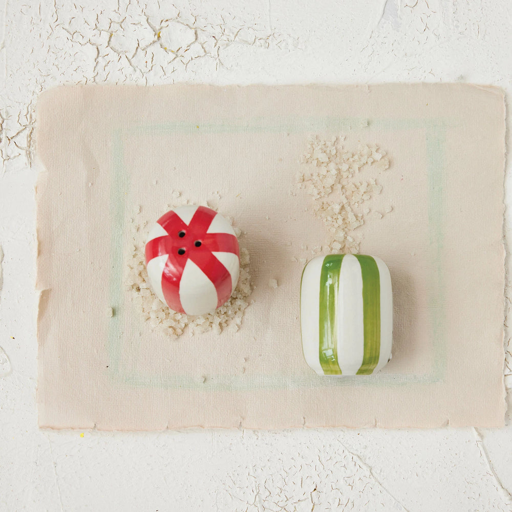 Holiday Stoneware Salt & Pepper Shakers