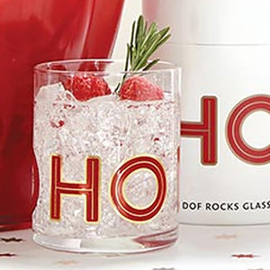 HO HO HO On The Rocks Glass