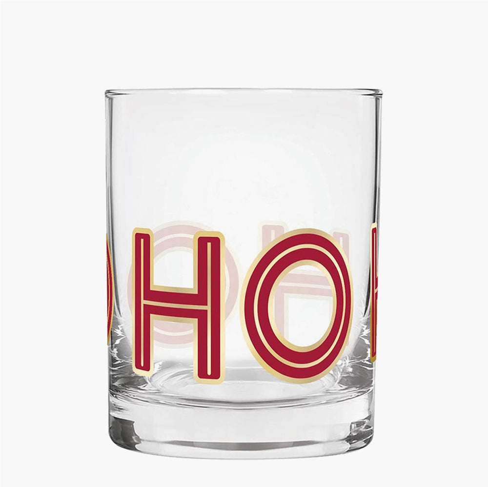 HO HO HO On The Rocks Glass
