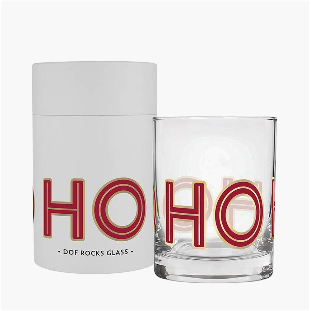 HO HO HO On The Rocks Glass