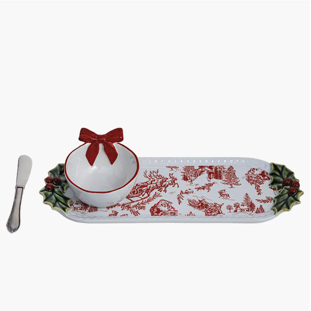 Holly and Bow Dip and Tray