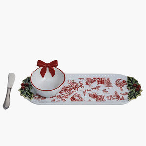 Holly and Bow Dip and Tray