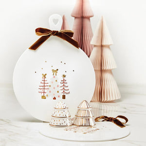 Holiday Ceramic Cheese Tray - Trees