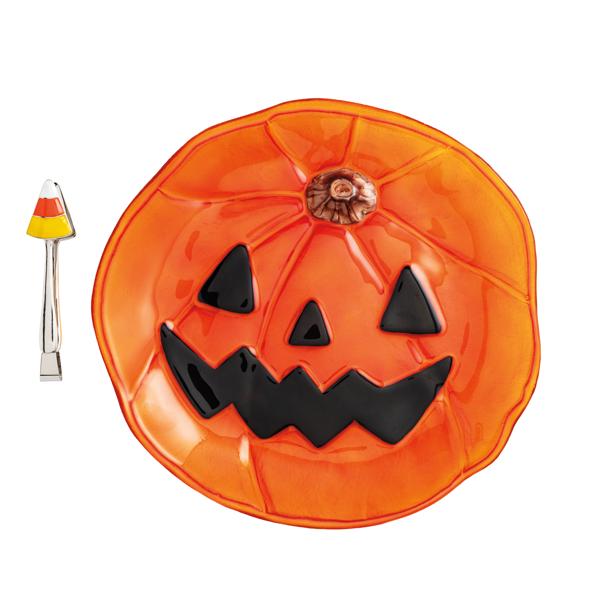 Glass Pumpkin Platter Set
