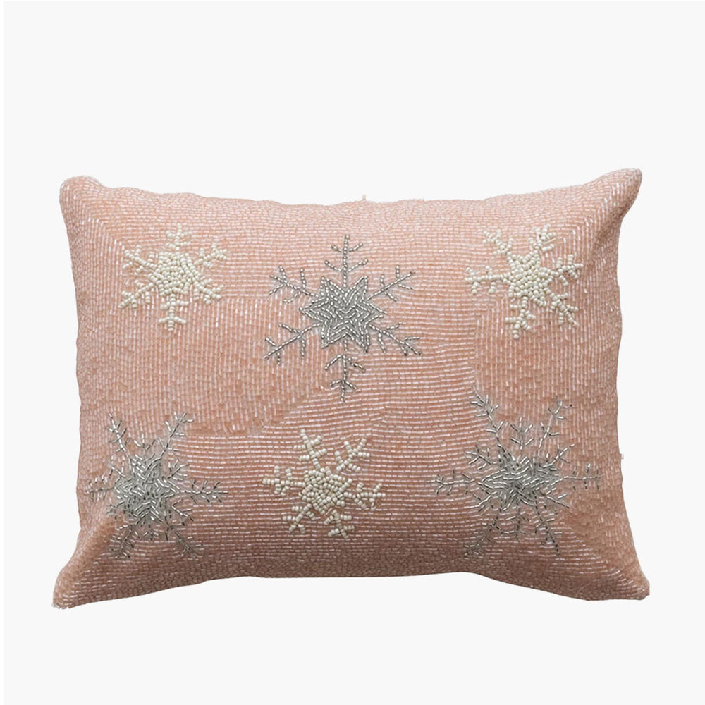 Lumbar Beaded Snowflake Pillow