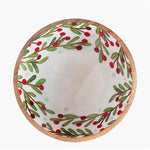Winter Berry & Holly Mango Wood Bowl
