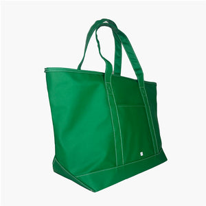 Coated Canvas Large Tote - Kelly Green