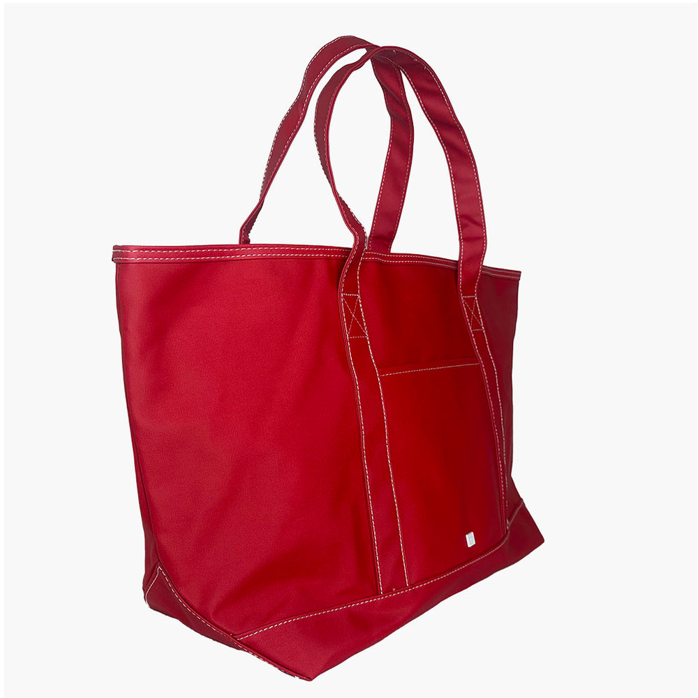 Coated Canvas Large Tote - Red