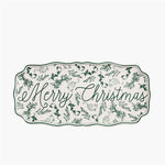 Merry Christmas Green Toile Tray