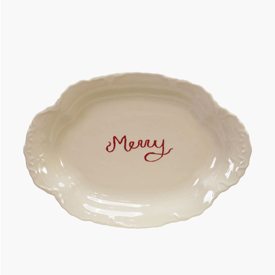Merry Platter with Embossed Scalloped Edge