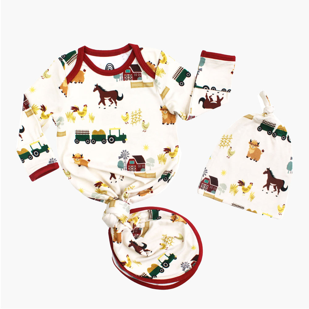 Newborn Gown Set - On the Farm