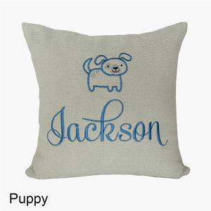 personalized embroidered puppy pillow