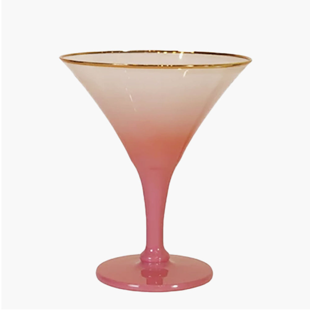 Pink Ombre Cocktail Glass with Gold Rim