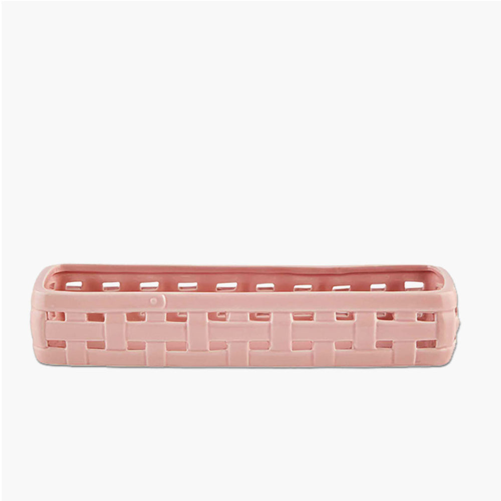 pink woven ceramic cracker dish