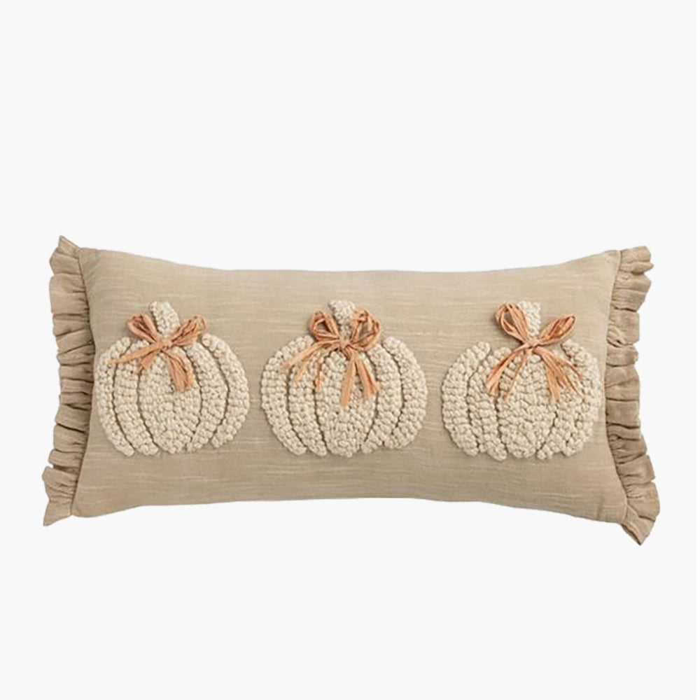 Embroidered Pumpkin Pillow
