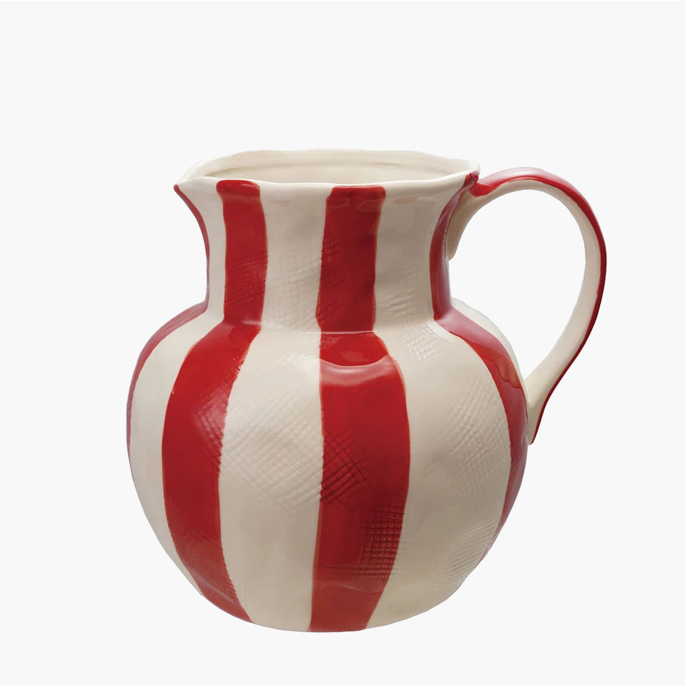 Red & Cream Striped Pitcher