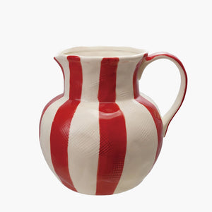 Red & Cream Striped Pitcher