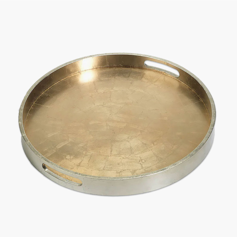 Antique Gold and Silver Round Tray