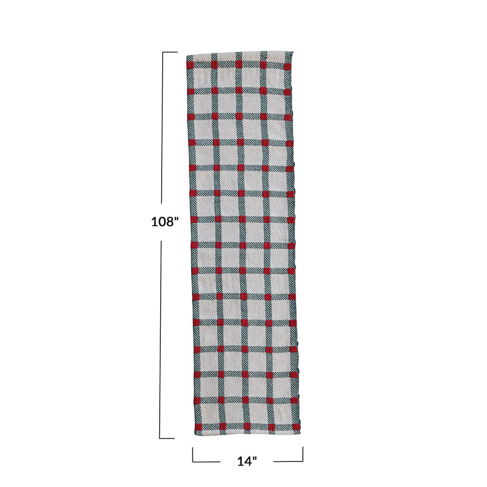 Embroidered Cotton Plaid Table Runner