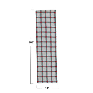 Embroidered Cotton Plaid Table Runner