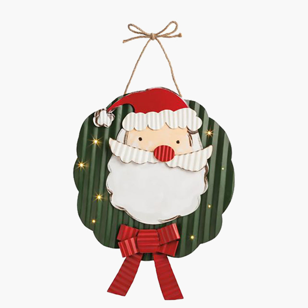Light Up Santa Wreath Door Hanger