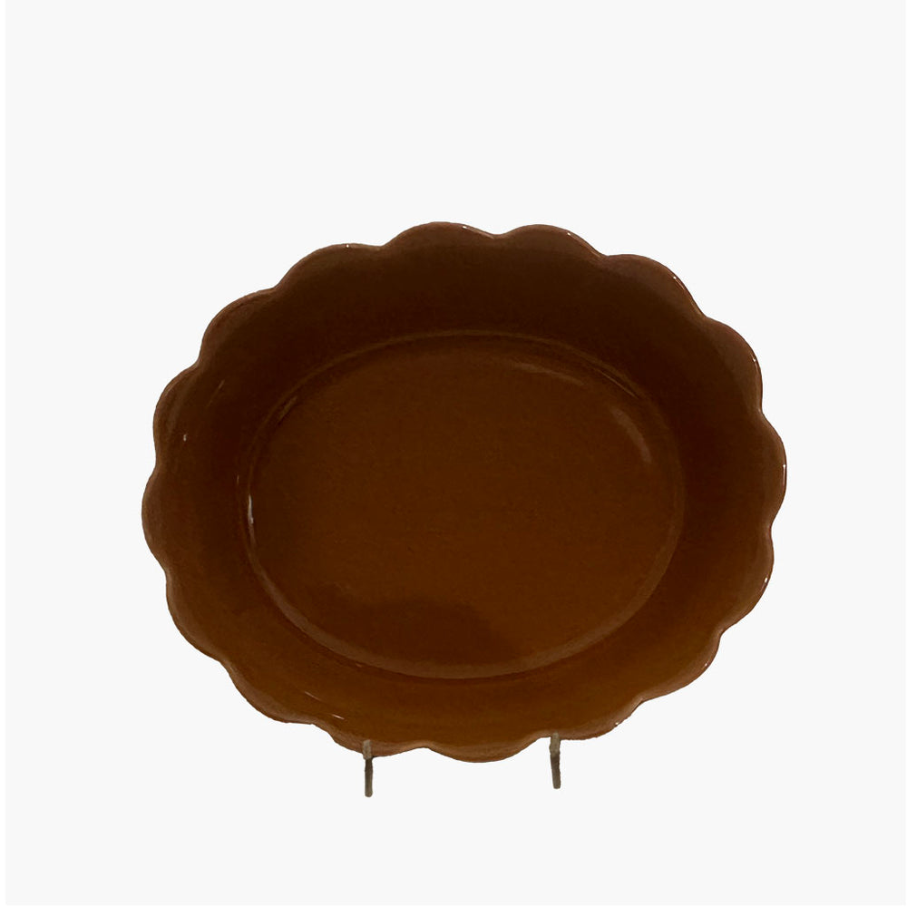 Oval Scalloped Baker - Brown