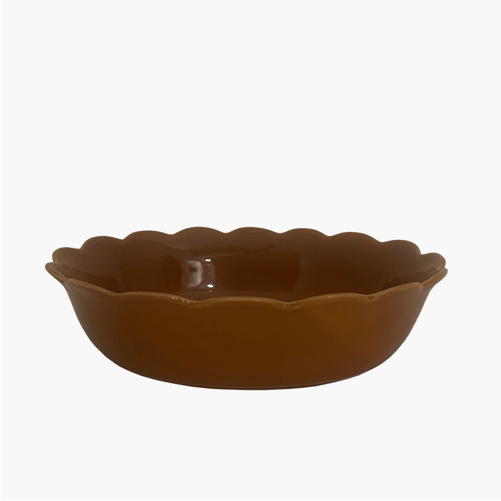 Oval Scalloped Baker - Brown