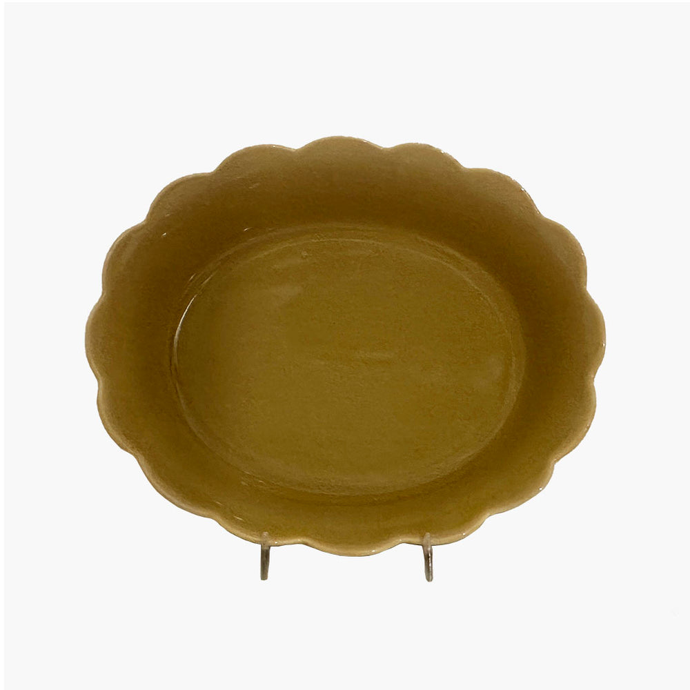 Oval Scalloped Baker - Mustard